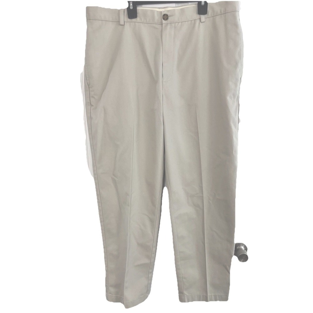 L.L. Bean Men's Classic Fit Dress Chino Pants 37x30 Khaki Flat‎ Front Cotton